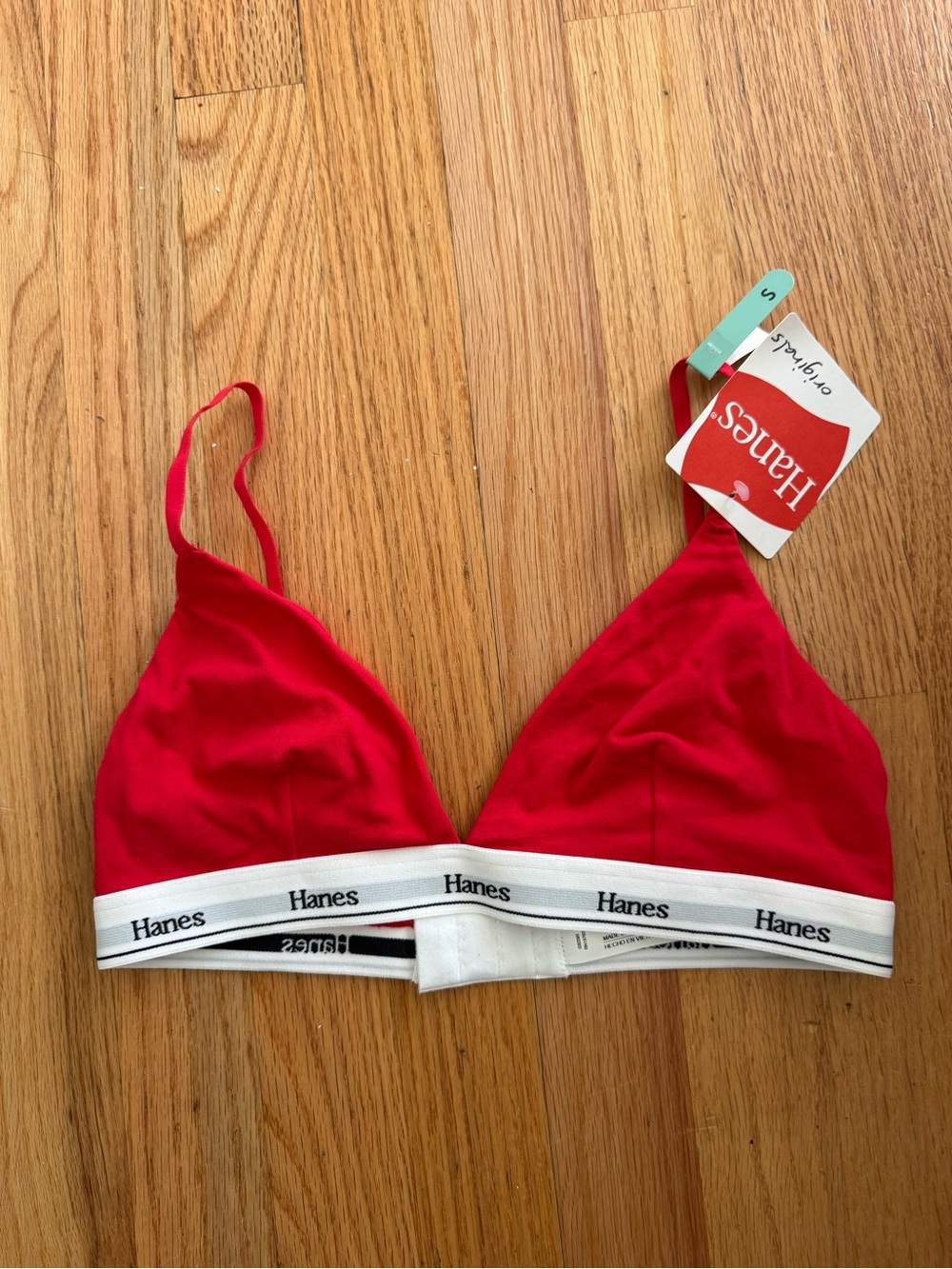 Hanes Red Triangle Bralette with White Branded Band